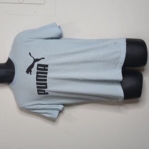 PUMA mens baby blue logo tee shirt size medium